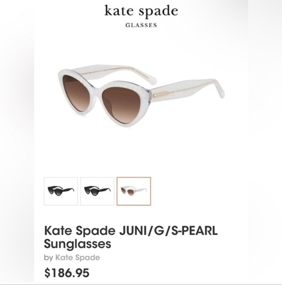 NEW Kate Spade Pearl-Embellished Cat-Eye Sunglasses w/Case - Picture 3 of 11